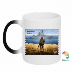 Кружка-хамелеон русский корабль иди на@ - PrintSalon