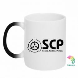 Чашка-хамелеон SCP logo text - PrintSalon
