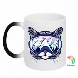 Чашка-хамелеон Snowboard Cat - PrintSalon