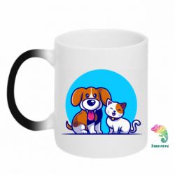 Чашка-хамелеон Собачка и котик - PrintSalon