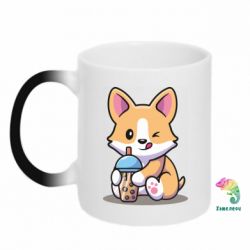 Чашка-хамелеон Собачька пьет боба ти - PrintSalon
