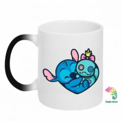 Чашка-хамелеон Стич с куклой - PrintSalon