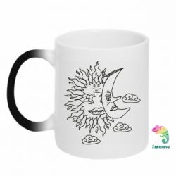 Чашка-хамелеон Sun and Moon faces - PrintSalon