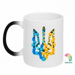 Чашка-хамелеон Тризуб квіти Україна - PrintSalon