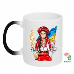 Чашка-хамелеон Украинская девушка в венку - PrintSalon