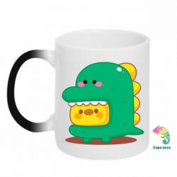 Чашка-хамелеон Уточка в костюме динозавра - PrintSalon