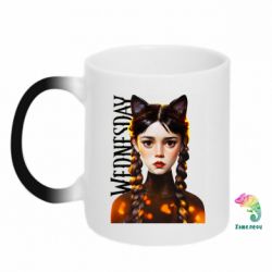 Чашка-хамелеон Венздей кошка - PrintSalon