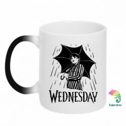 Чашка-хамелеон Венздей Вдамс и зонт - PrintSalon