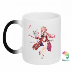 Чашка-хамелеон Яэ Мико арт - PrintSalon