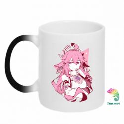 Чашка-хамелеон Yae Miko portrait - PrintSalon