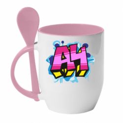 Чашка с ложкой А4 Граффити - PrintSalon