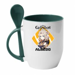 Чашка з ложкою Albedo Genshin Impact - PrintSalon