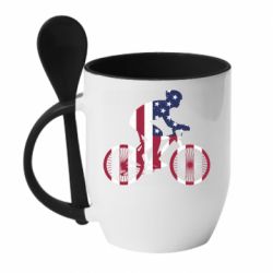 Чашка с ложкой American cyclist - PrintSalon