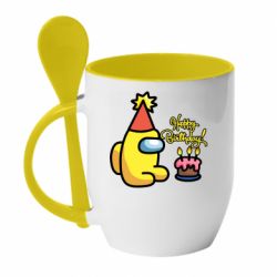 Чашка з ложкою Among Us Happy Birthday - PrintSalon