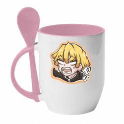 Чашка с ложкой Angry Zenitsu Agatsuma - PrintSalon