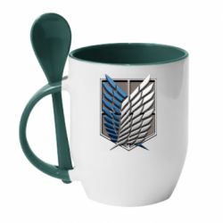 Чашка с ложкой Attack Titan Survey Corps Logo 3D - PrintSalon