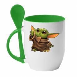 Чашка з ложкою Baby Yoda Force - PrintSalon