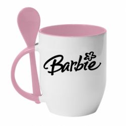 Чашка с ложкой Barbie Logo - PrintSalon
