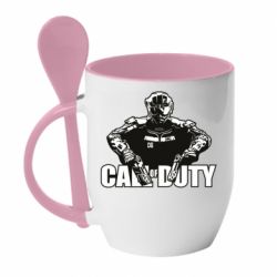 Чашка з ложкою Боєць CoD - PrintSalon