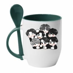 Чашка з ложкою BTS Cute Art - PrintSalon
