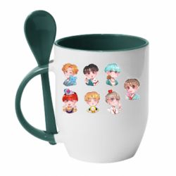Чашка с ложкой BTS cute boys - PrintSalon
