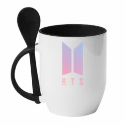 Чашка с ложкой BTS gradient logo - PrintSalon