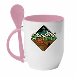 Чашка с ложкой Camping and forest - PrintSalon