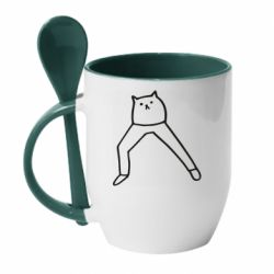 Чашка с ложкой Cat in pants - PrintSalon