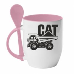 Чашка с ложкой CAT logo and truck - PrintSalon
