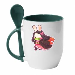 Чашка с ложкой Chibi Bunny Kamado Nezuko - PrintSalon