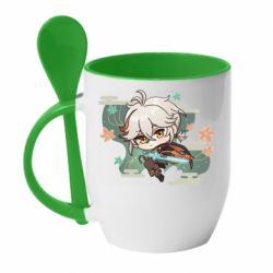 Чашка с ложкой Chibi Kazuha - PrintSalon