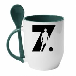 Чашка с ложкой Cristiano Ronaldo Silhouette Art - PrintSalon