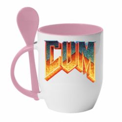 Чашка с ложкой Cum Doom logo - PrintSalon