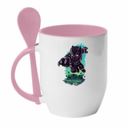 Чашка с ложкой Cute Black panther - PrintSalon