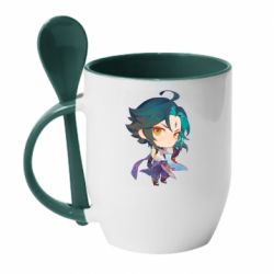 Чашка с ложкой Cute Chibi Xiao - PrintSalon