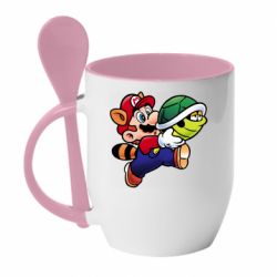 Чашка с ложкой Cute Mario with turtle - PrintSalon