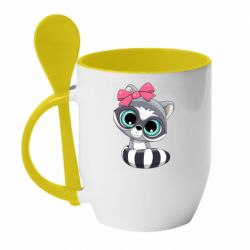 Чашка с ложкой Cute raccoon - PrintSalon
