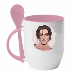 Чашка с ложкой Damiano David  portrait - PrintSalon