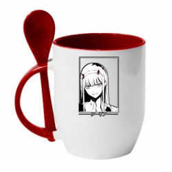 Чашка з ложкою Darling in the franxx. - PrintSalon