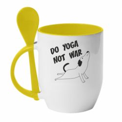 Чашка с ложкой Do yoga not war - PrintSalon