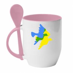 Кружка с керамической ложкой Dove flag of Ukraine - PrintSalon