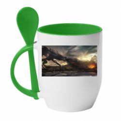 Чашка з ложкою Дракон арт - PrintSalon