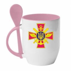 Кружка с керамической ложкой Эмблема ВСУ - PrintSalon