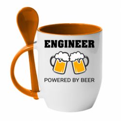 Чашка с ложкой Engineer Powered By Beer - PrintSalon