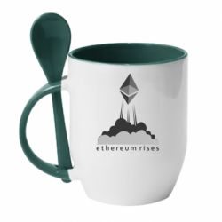 Чашка с ложкой Ethereum Rises - PrintSalon