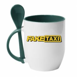 Чашка с ложкой Fake taxi logo 2 - PrintSalon