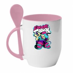 Чашка с ложкой FnF Boy And Logo - PrintSalon
