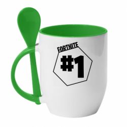 Чашка с ложкой Fortnight number 1 - PrintSalon