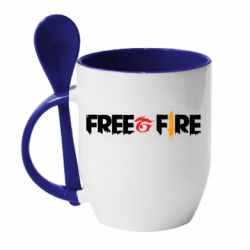 Чашка з ложкою Free fire and logo Garena - PrintSalon