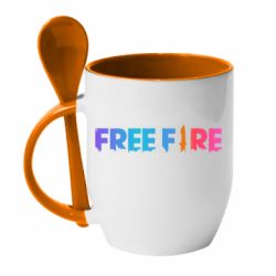 Чашка с ложкой Free fire gradient logo - PrintSalon